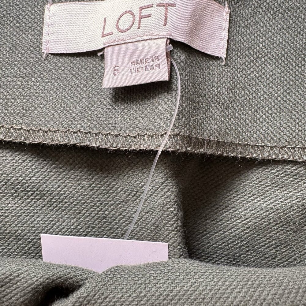 LOFT Womens A-line Skirt Size 6 Green Front Pockets Back Zip Fall - Picture 5 of 7